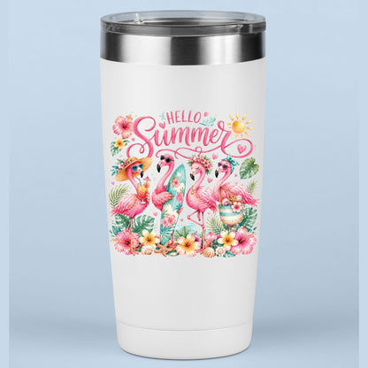 Hello Summer Flamingos DTF Transfer Ready to Press Tropical Beach UV DTF Sticker Flamingo Lover Heat Transfer for Shirts