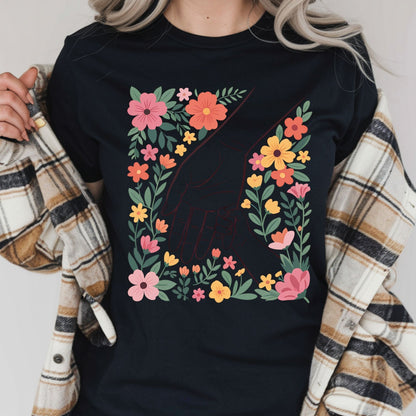 Holding Hands Floral DTF Transfer Ready to Press Mother and Child Retro Flowers Heat Transfer For Shirts Mother's Day UV Sticker Prints