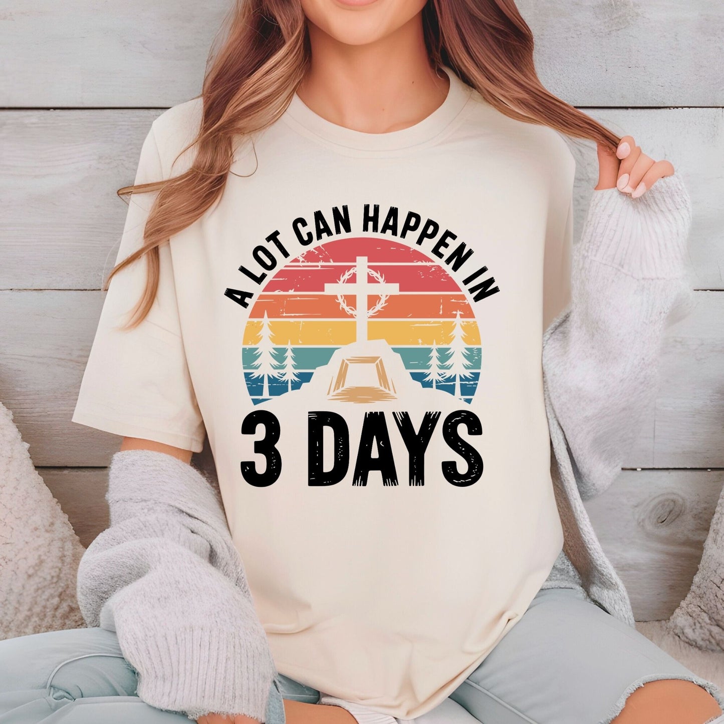 Holy Week Easter DTF Transfer Ready to Press A Lot Can Happen in 3 Days Christian Heat Transfer For Shirts Easter UV Sticker Prints