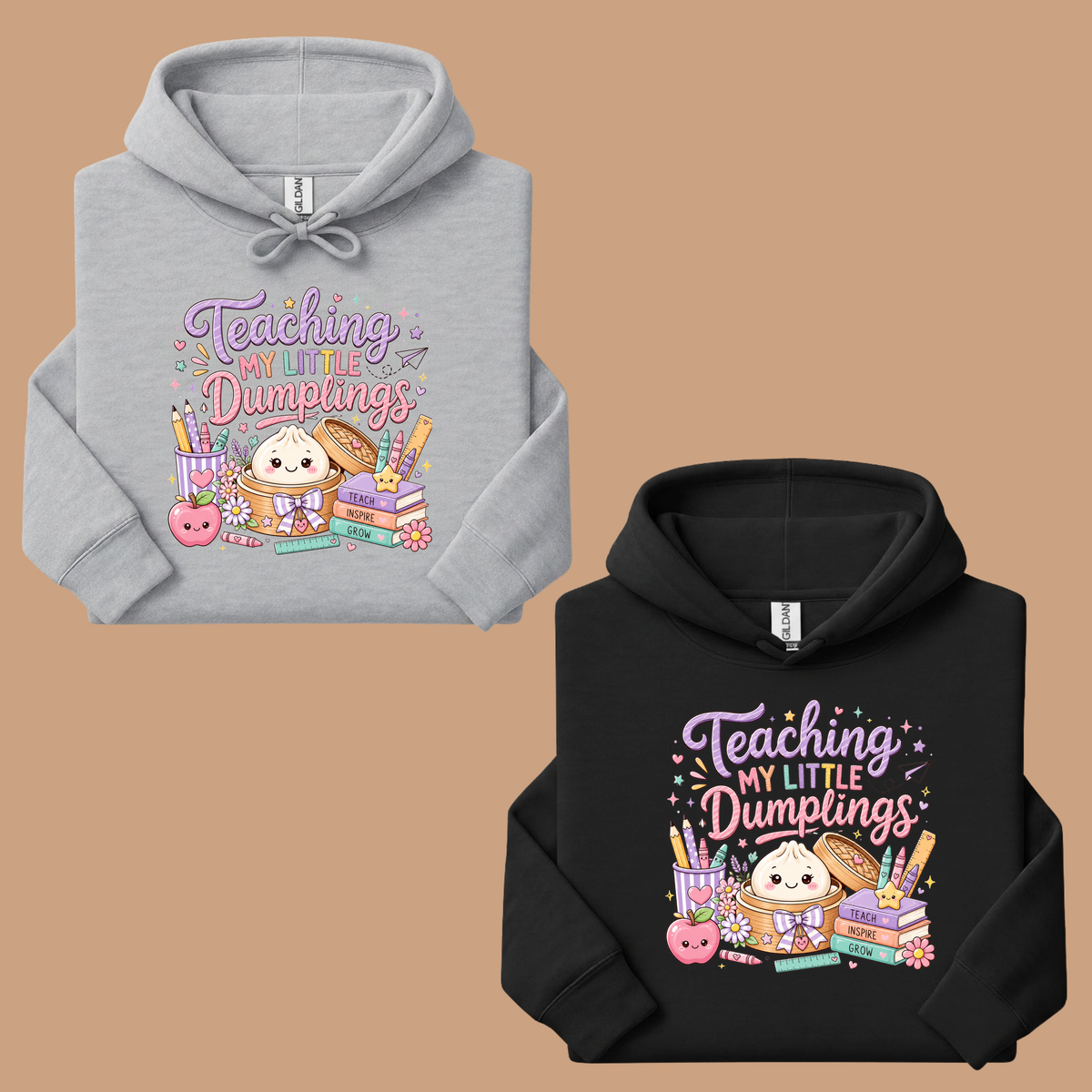 Teaching My Little Dumplings Teacher T-Shirt, Cute Pastel Kawaii School Life Tee