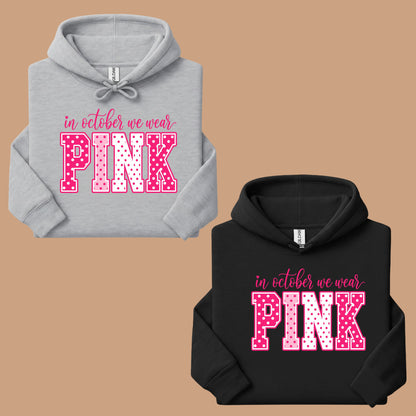 Breast Cancer Awareness In October We Wear Pink T-Shirt, Varsity Polka Dot Women Tee