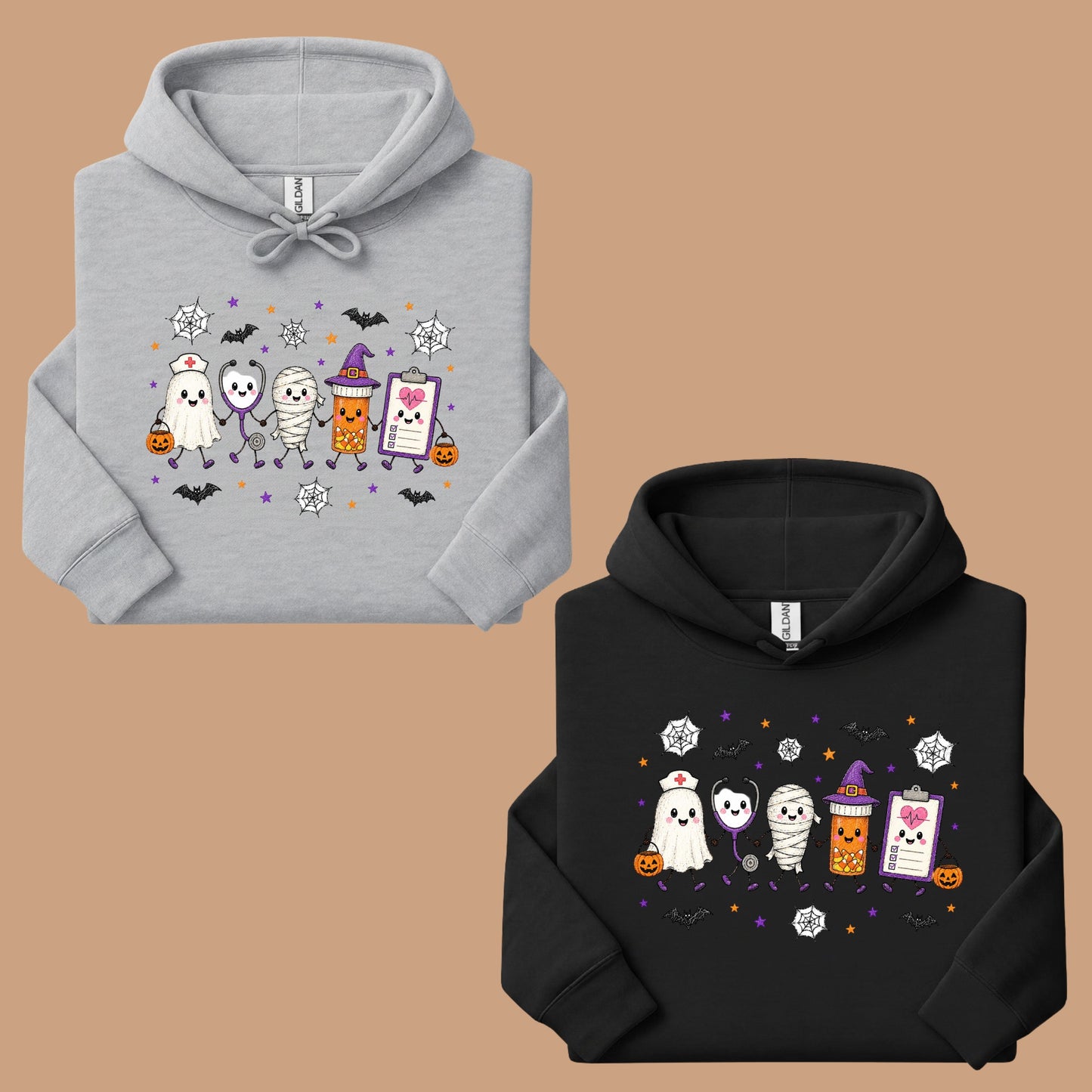 Spooky Nurse Squad Halloween Medical T-Shirt, Ghost Stethoscope Pill Bottle Tee