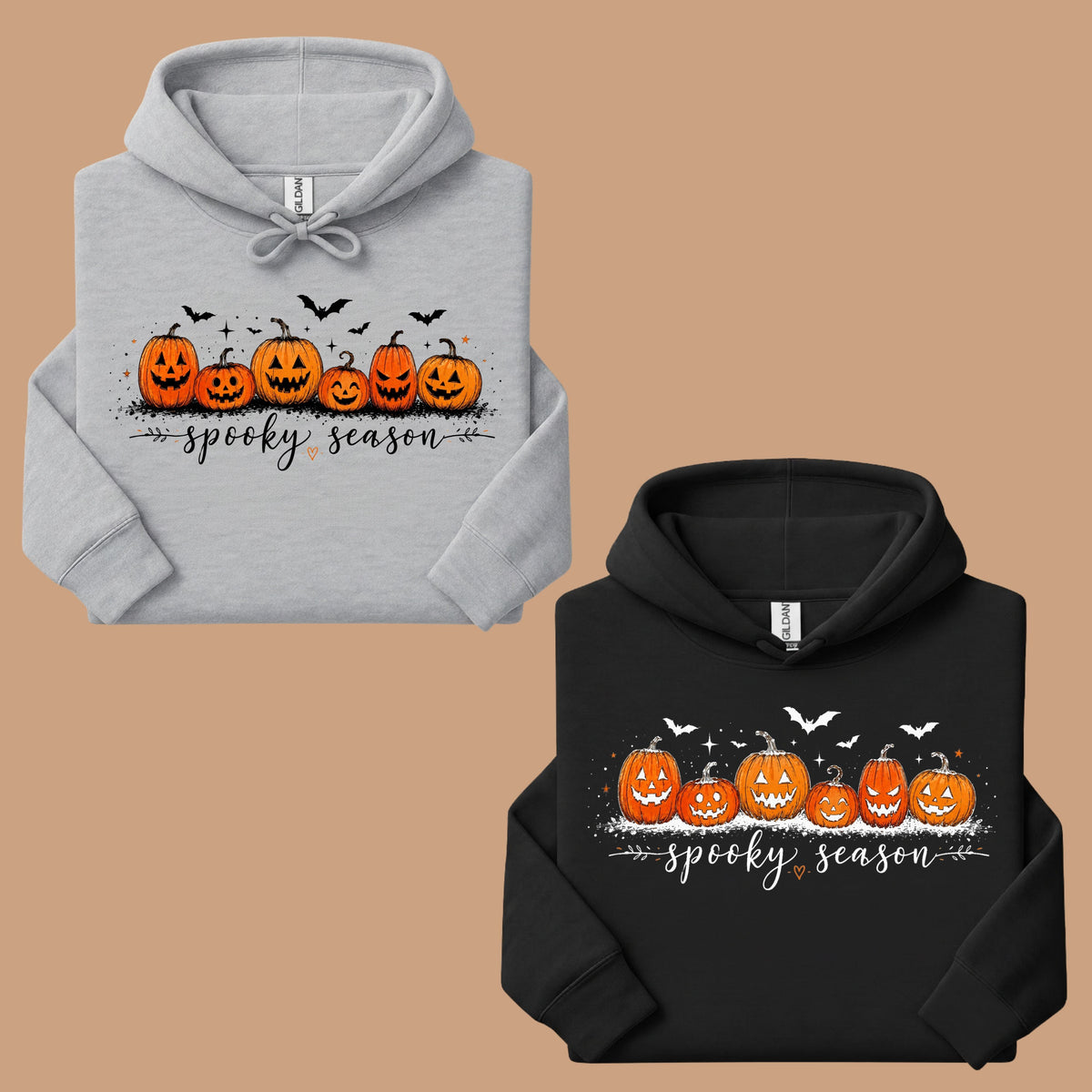 Spooky Season Jack O Lantern T-Shirt, Pumpkin Patch Bats Cursive Halloween Tee Sweatshirt