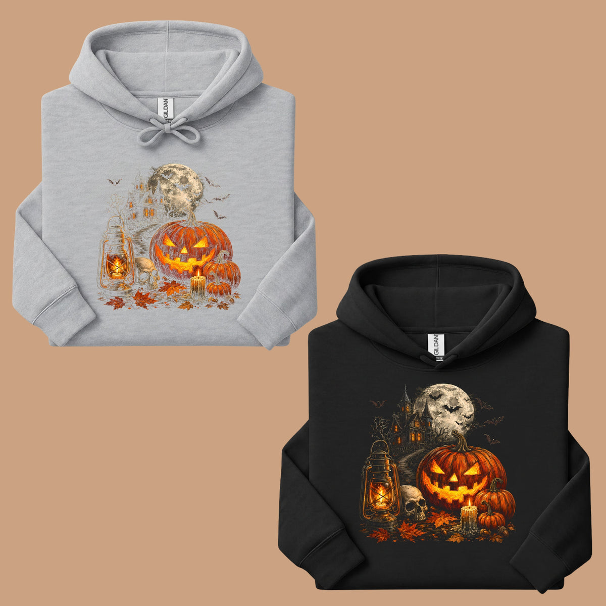 Vintage Haunted House Halloween T-Shirt, Pumpkin Lantern Jack O Lantern Spooky Autumn Tee