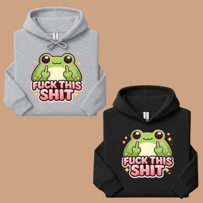 Fck This Shit Frog Sarcastic T-Shirt, Middle Finger Green Toad Sparkles Tee Sweatshirt