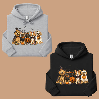Halloween Dogs Comfort Colors T Shirts Cute Witchy Puppy Pumpkin Tees Spooky Costume Corgi Frenchie Golden Retriever Shirt Autumn Fall Graphic Hoodie