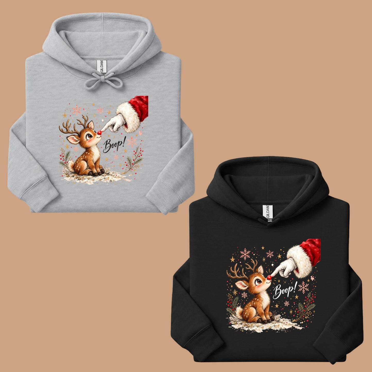 Christmas Reindeer Santa Boop Rudolph T-Shirt, Cute Baby Deer Holiday Tee