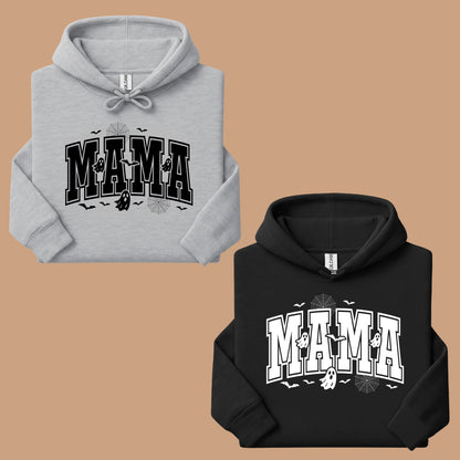 Mama Halloween Spooky Ghost Bats T-Shirt, Varsity Cute Mom Tee