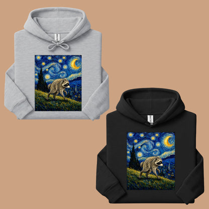 Starry Night Raccoon T-Shirt, Van Gogh Style Oil Painting Funny Wildlife Art Tee