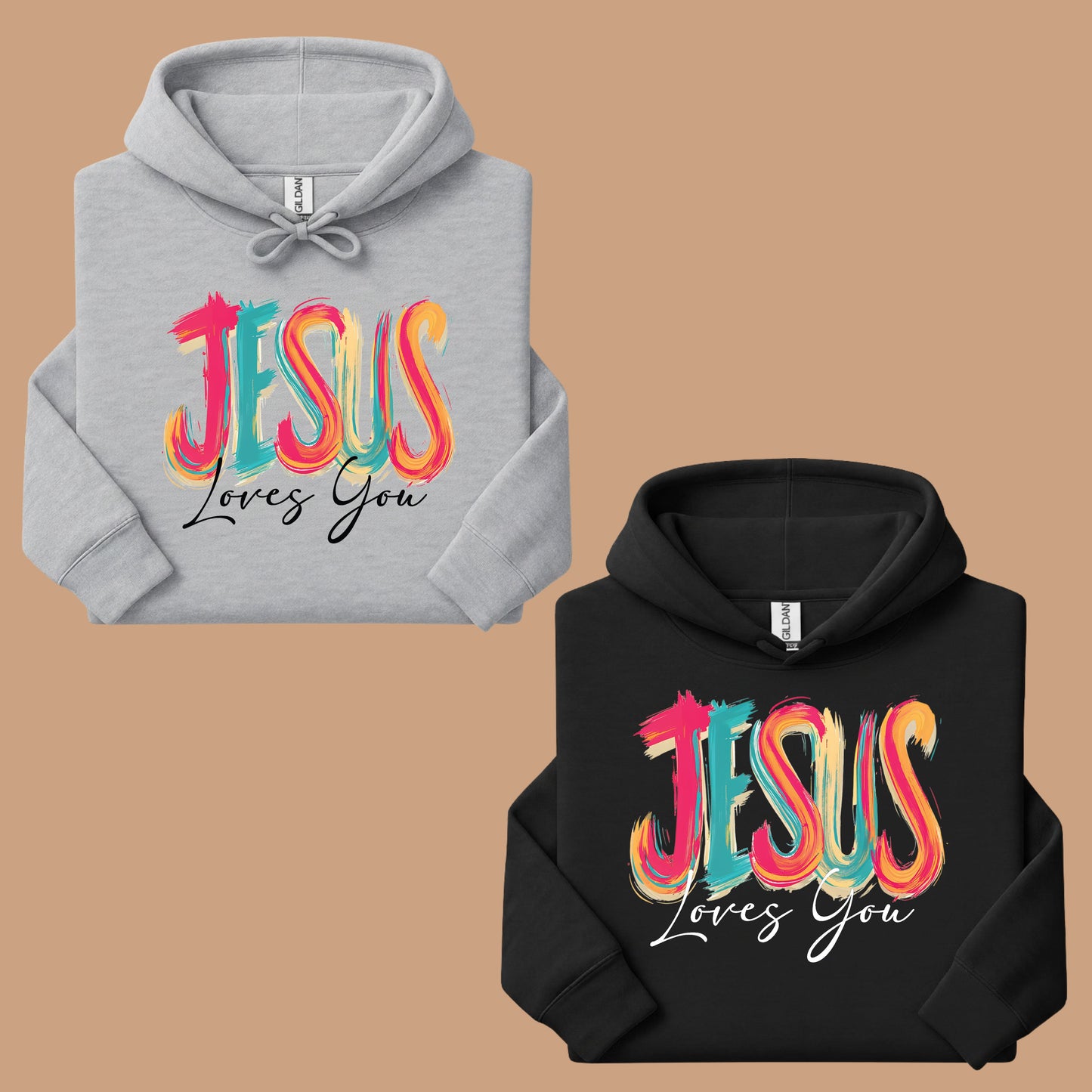 Jesus Loves You Christian Faith T-Shirt, Colorful Brushstroke Quote Tee