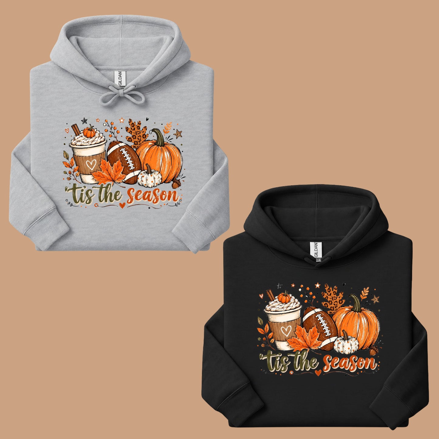 Tis the Season Football Fall T-Shirt, Pumpkin Spice Coffee Thanksgiving Tee