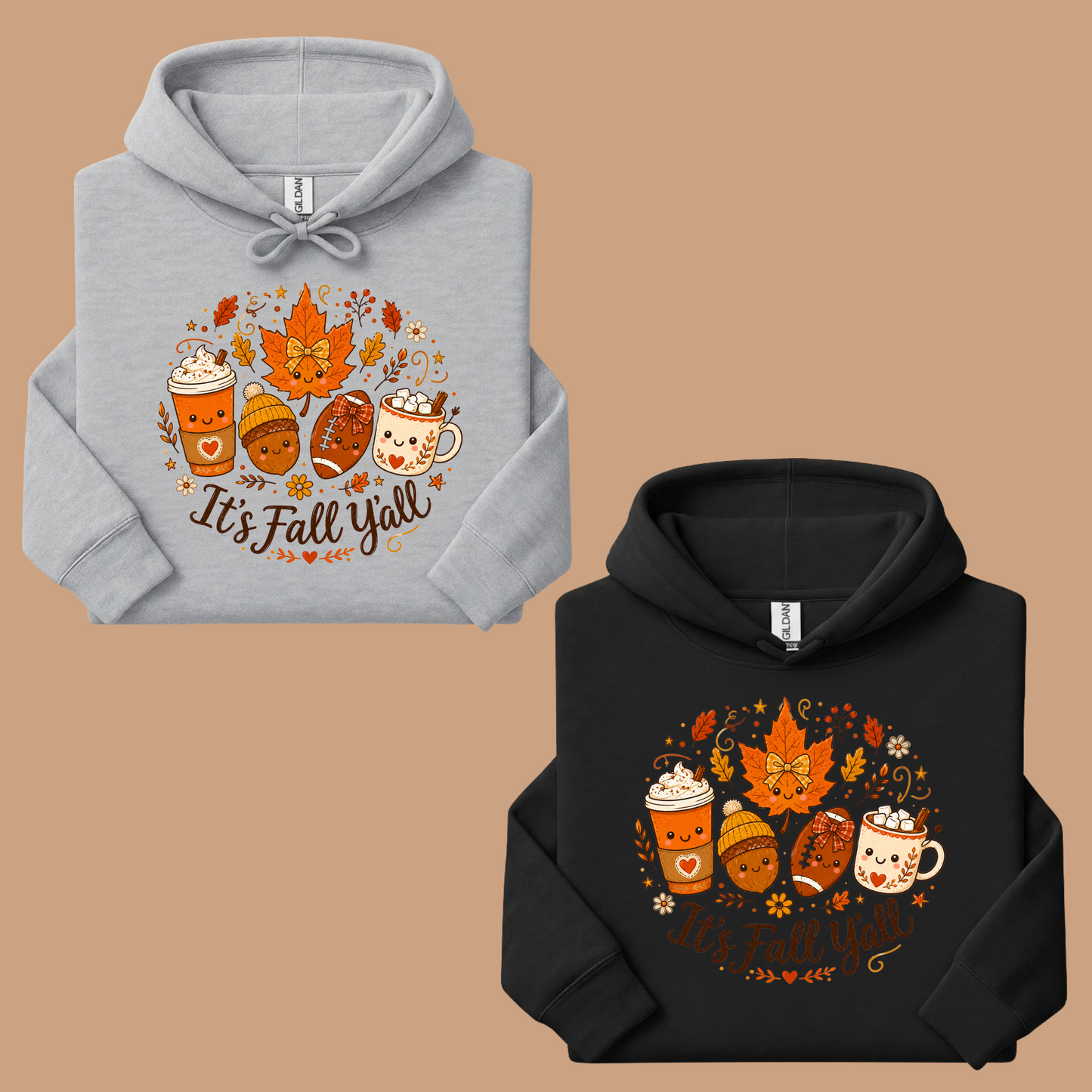 It's Fall Y'all Autumn T-Shirt, Coffee Acorn Football Cute Fall Season Tee