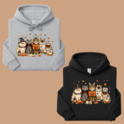 Halloween Cats Comfort Colors T Shirts Cute Witchy Kitty Sweater Tee Spooky Pumpkin Vampire Cat Shirt Autumn Fall Leaves Graphic Gifts