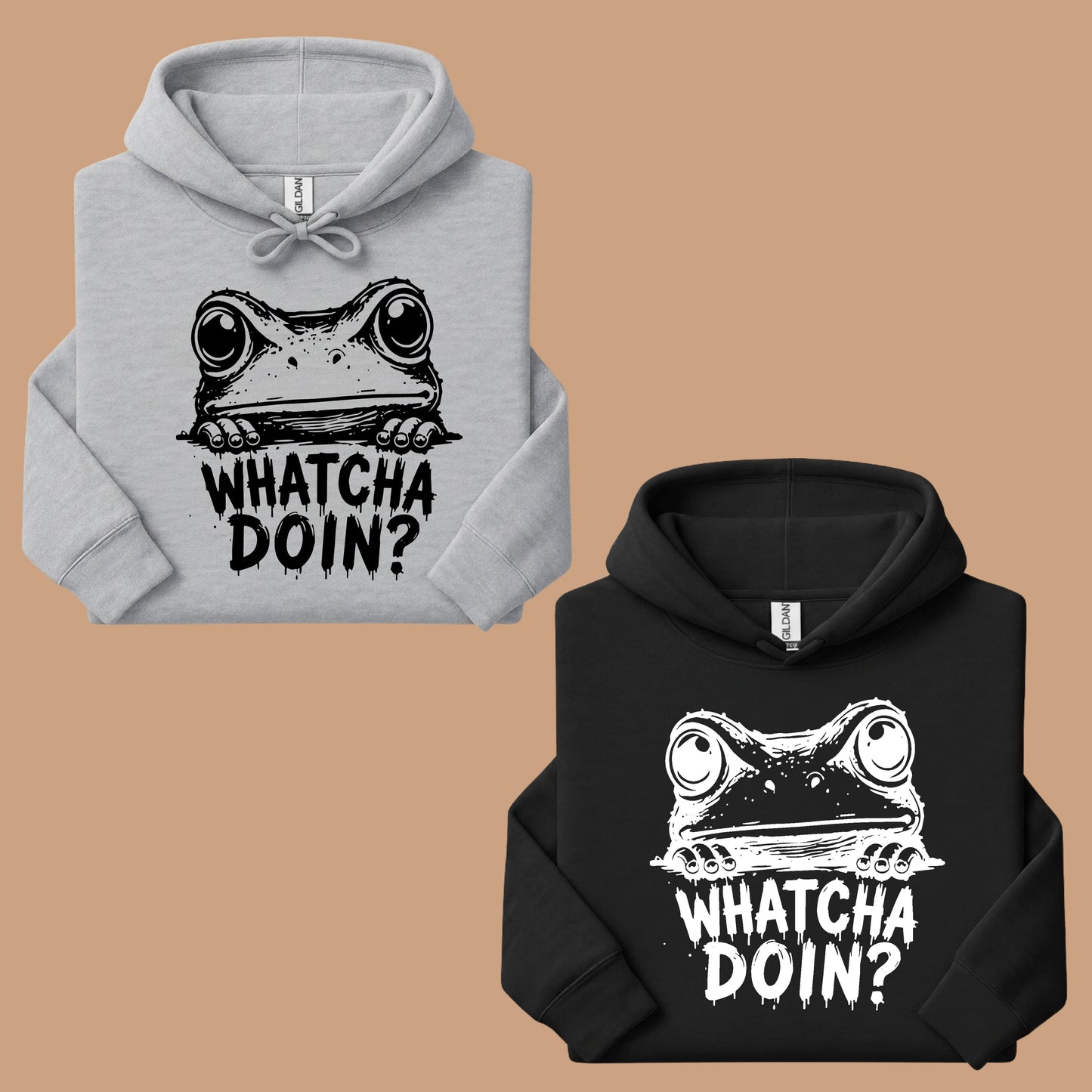 Whatcha Doin Frog Funny Peeking T-Shirt, Black White Cute Frog Tee