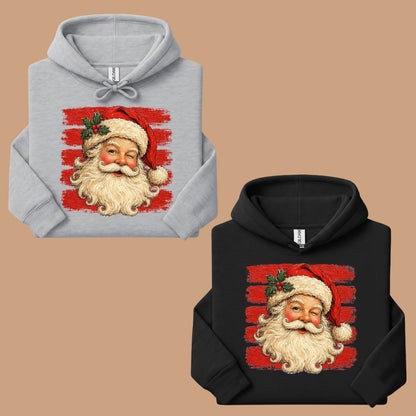 Vintage Winking Santa Christmas T-Shirt, Retro Red Stripes Nostalgic Holiday Comfort Color Tee