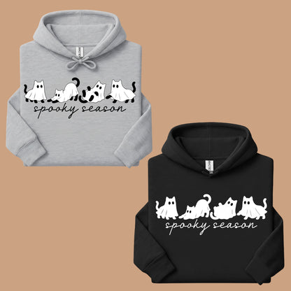 Spooky Season Ghost Cats Halloween T-Shirt, Black Cats Ghost Line Art Minimalist Tee