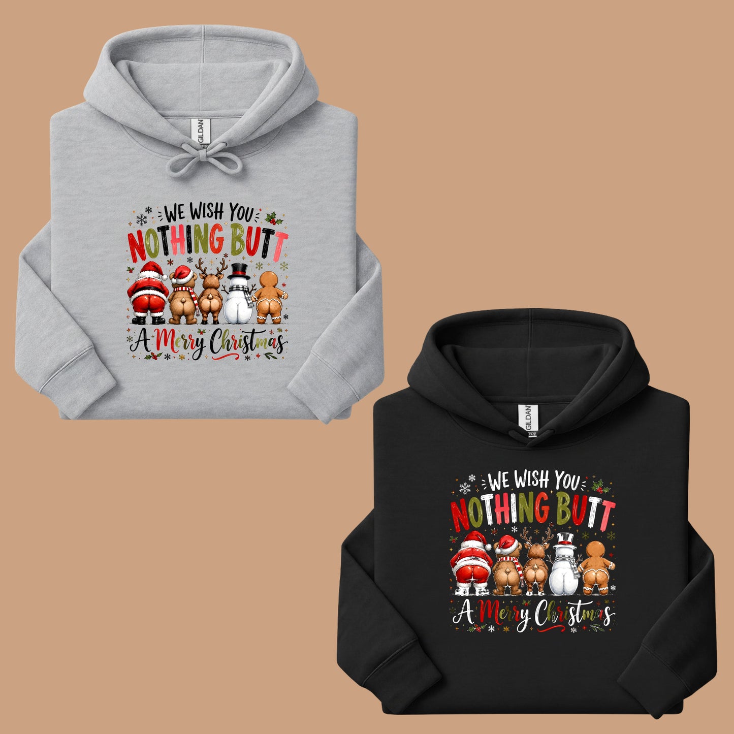 Funny Christmas Nothing Butt a Merry Christmas Santa Bear T-Shirt, Reindeer Snowman Gingerbread Tee