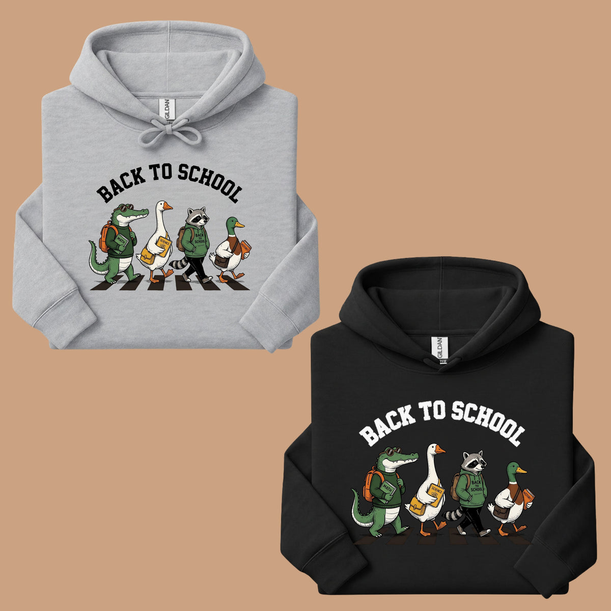 Back to School Animal T-Shirt, Abbey Road Alligator Goose Raccoon Duck Tee Sweatshirt