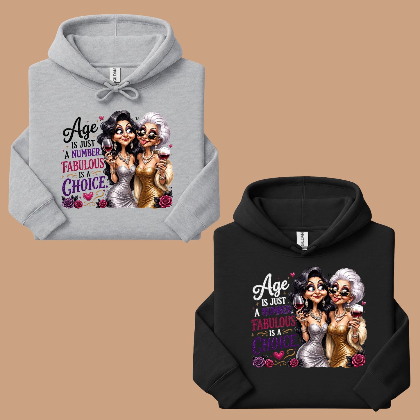 Age Is Just a Number Birthday T-Shirt, Fabulous Is a Choice Glam Best Friends Wine Tee