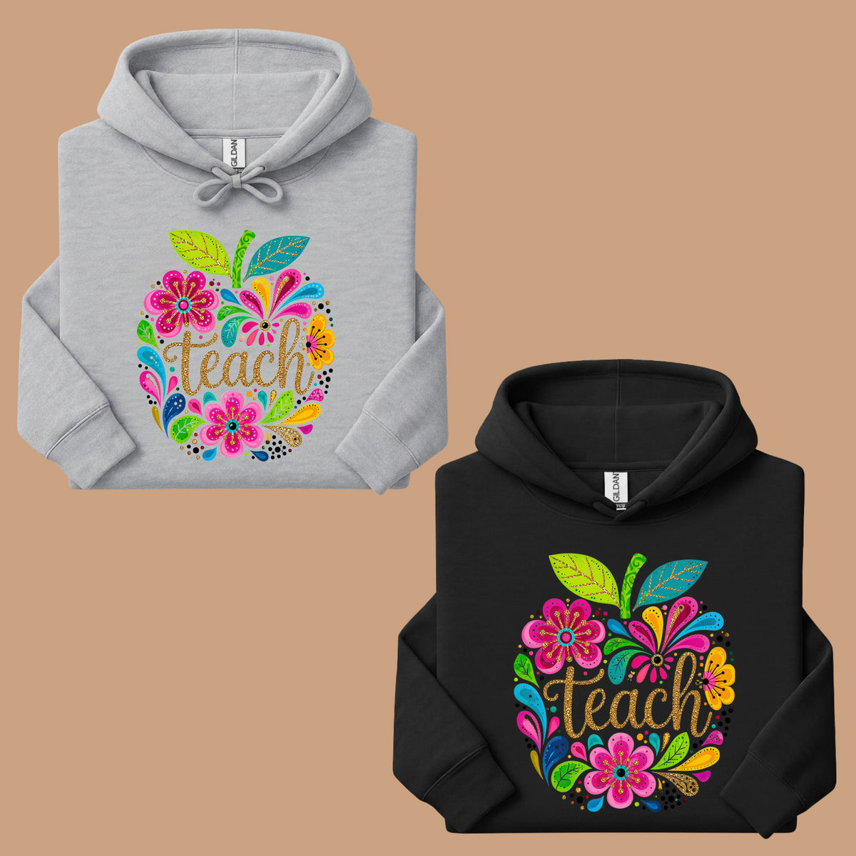 Teacher Teach Floral Apple T-Shirt, Colorful Back to School Teacher Life Tee