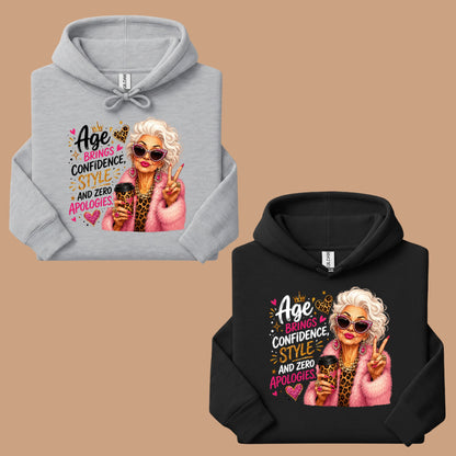 Age Brings Confidence Senior Woman T-Shirt, Fabulous Glam Leopard Coffee Comfort Color Tee
