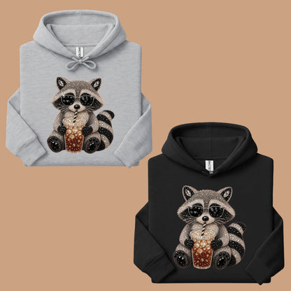 Cool Raccoon Iced Coffee T-Shirt, Sunglasses Trash Panda Rhinestone Tee Sweatshirt
