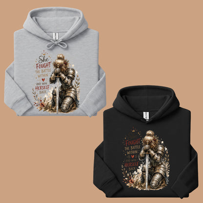 Inspirational Knight Girl She Fought the Battle Within T-Shirt, Female Warrior Sword Armor Tee