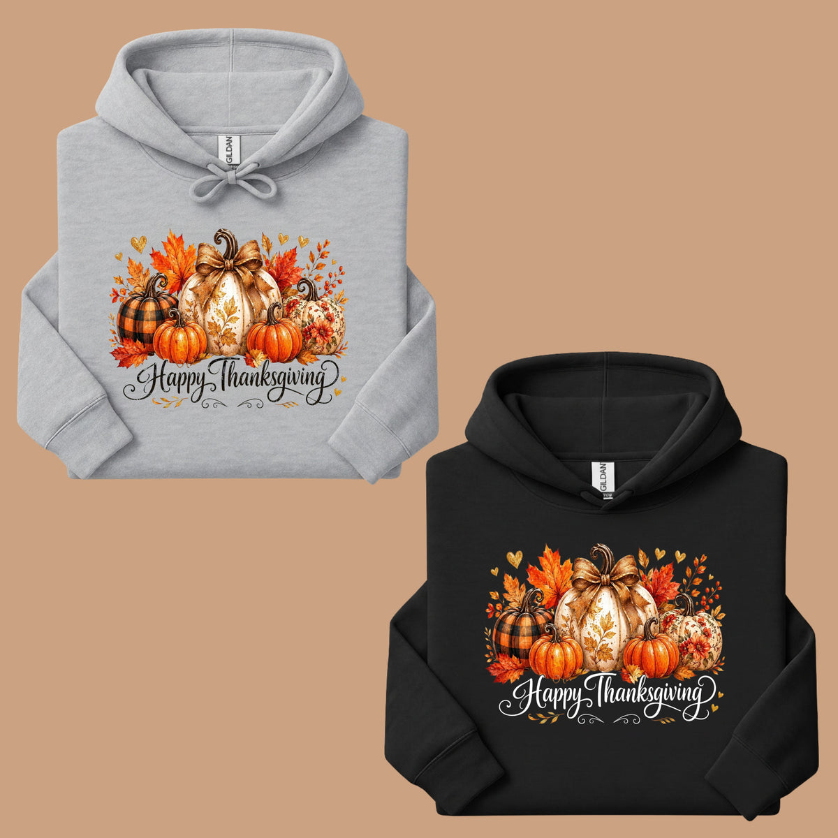 Happy Thanksgiving Fall Leaves Pumpkins Retro Autumn T-Shirt, Thanksgiving Tee