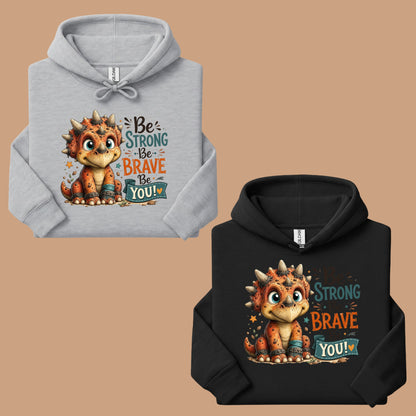 Be Strong Be Brave Be You Dinosaur T-Shirt, Cute Triceratops Kids Tee Stars Sweatshirt
