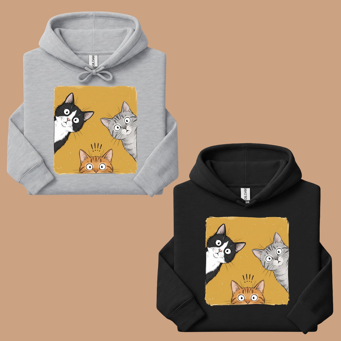 Curious Cats Peeking Cats T-Shirt, Funny Cat Lover Kittens Tee