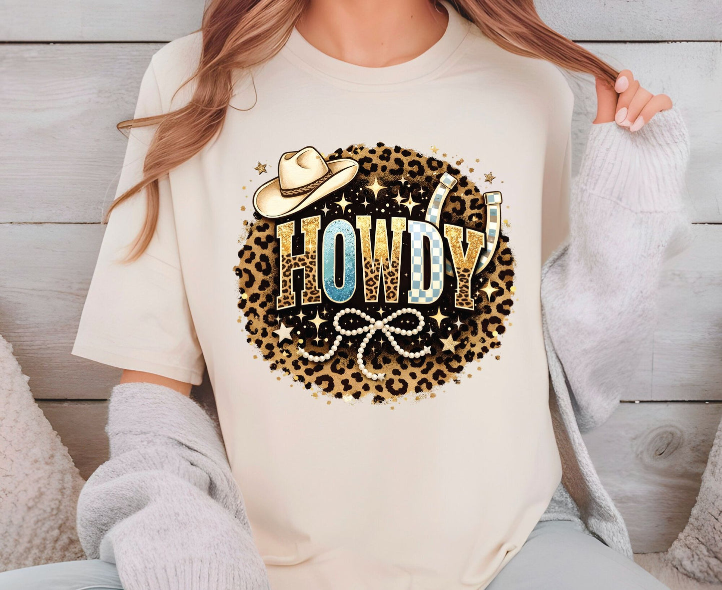 Howdy T Shirt Adult Youth Toddler Baby Leopard Cheetah Print Western Graphic Tee Cowboy Hat Pearl Bow Retro Rodeo Country Girl Aesthetic Gift
