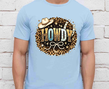 Howdy T Shirt Adult Youth Toddler Baby Leopard Cheetah Print Western Graphic Tee Cowboy Hat Pearl Bow Retro Rodeo Country Girl Aesthetic Gift