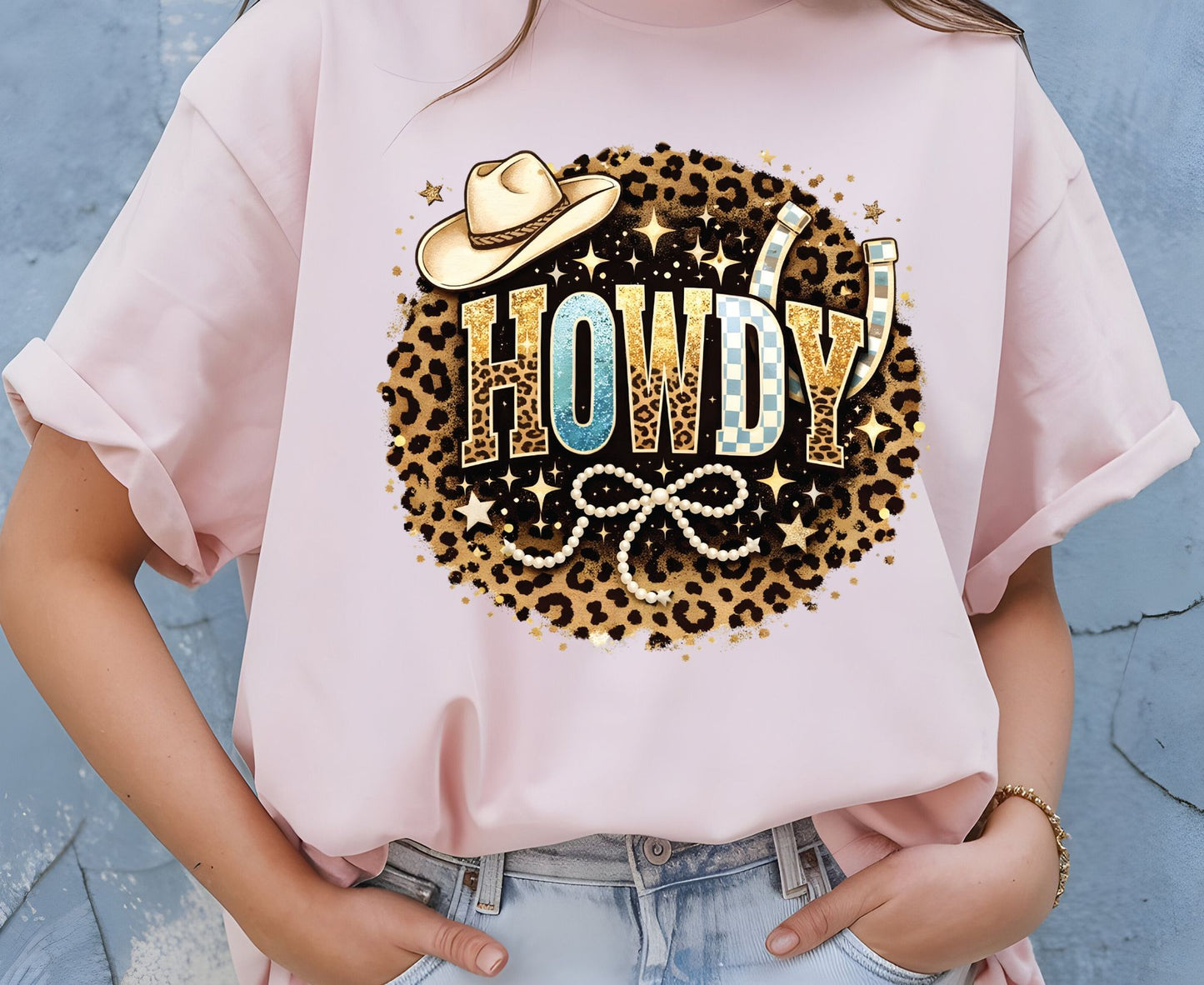 Howdy T Shirt Adult Youth Toddler Baby Leopard Cheetah Print Western Graphic Tee Cowboy Hat Pearl Bow Retro Rodeo Country Girl Aesthetic Gift