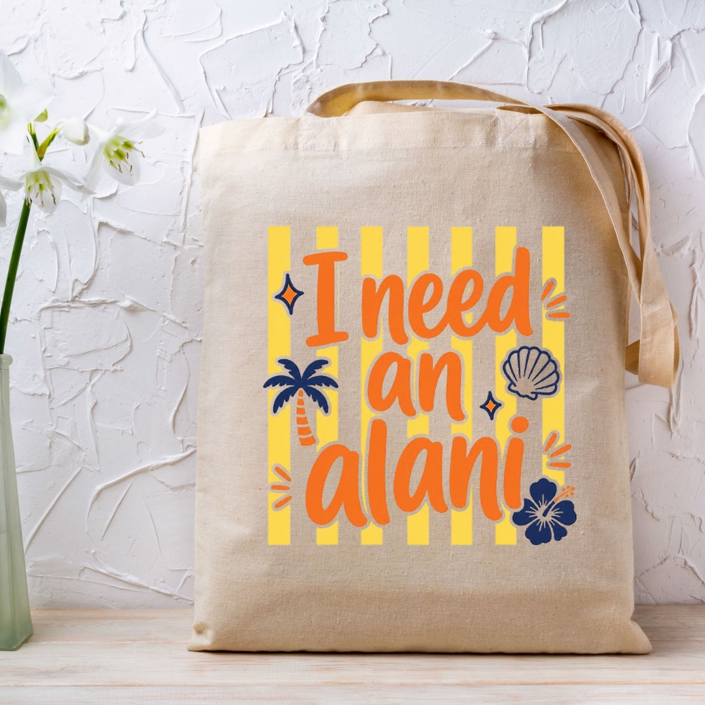 I Need An Alani Retro Summer Beach DTF Transfer Ready to Press Energy Drink UV DTF Sticker Tropical Hibiscus & Palm Tree Heat Transfer for Shirts