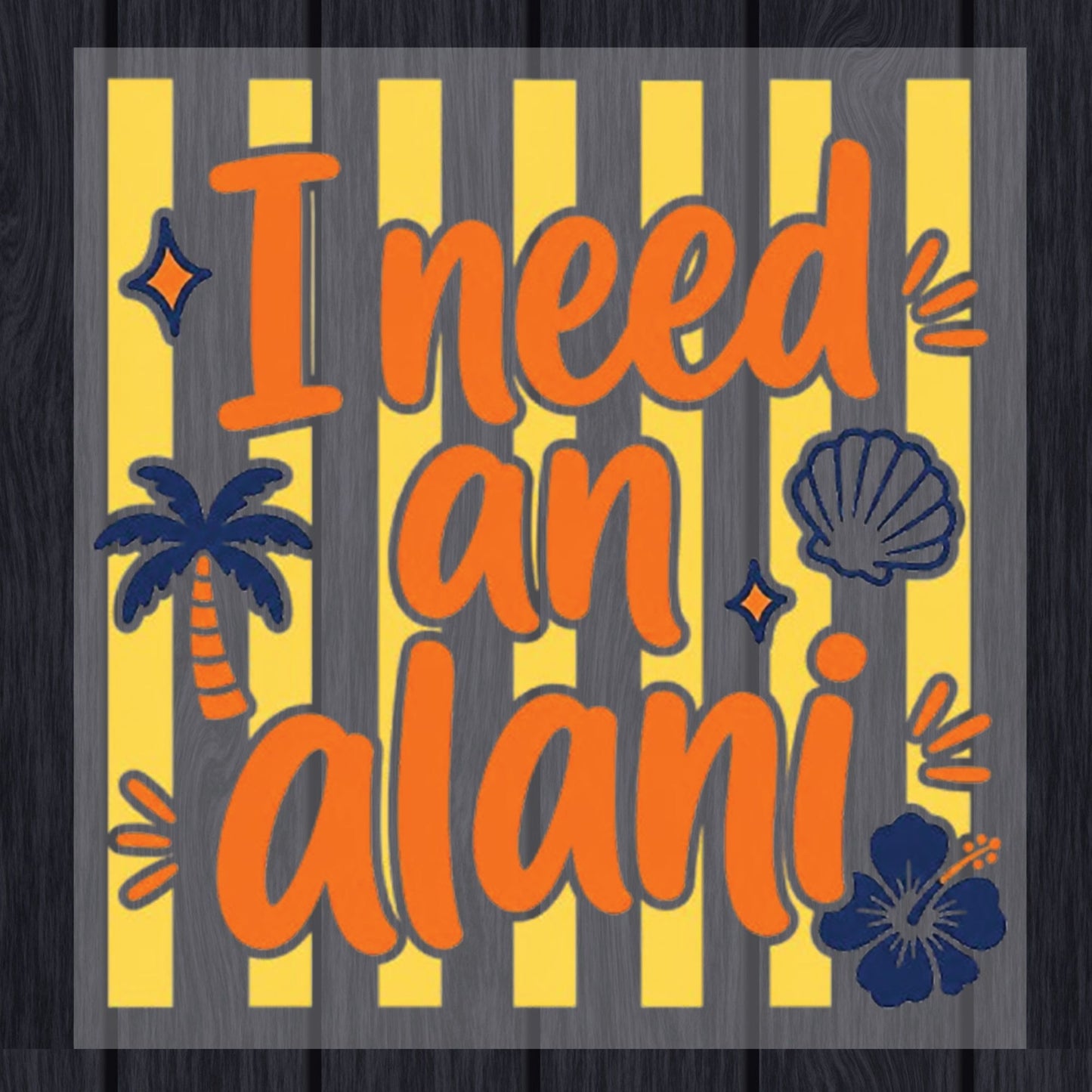 I Need An Alani Retro Summer Beach DTF Transfer Ready to Press Energy Drink UV DTF Sticker Tropical Hibiscus & Palm Tree Heat Transfer for Shirts