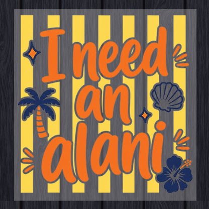 I Need An Alani Retro Summer Beach DTF Transfer Ready to Press Energy Drink UV DTF Sticker Tropical Hibiscus & Palm Tree Heat Transfer for Shirts