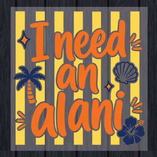 I Need An Alani Retro Summer Beach DTF Transfer Ready to Press Energy Drink UV DTF Sticker Tropical Hibiscus & Palm Tree Heat Transfer for Shirts