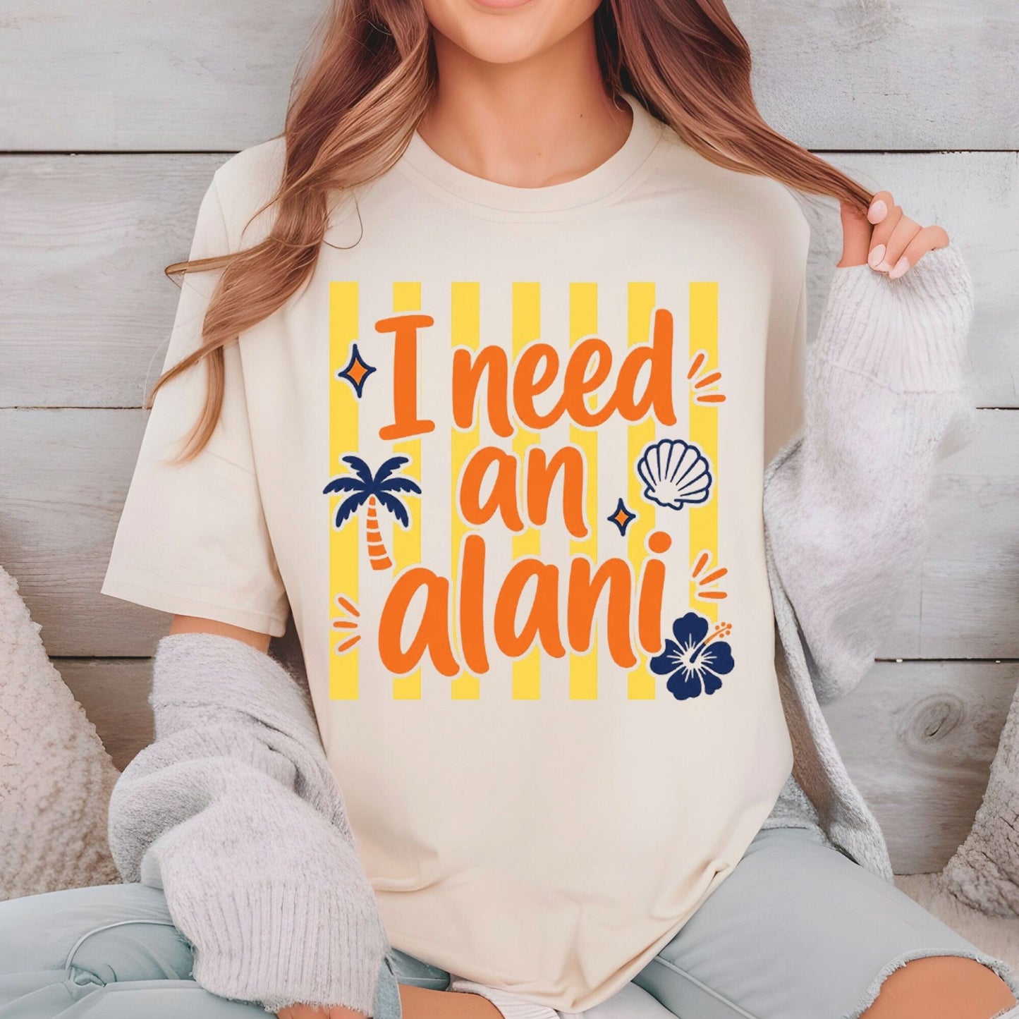 I Need An Alani Retro Summer Beach DTF Transfer Ready to Press Energy Drink UV DTF Sticker Tropical Hibiscus & Palm Tree Heat Transfer for Shirts
