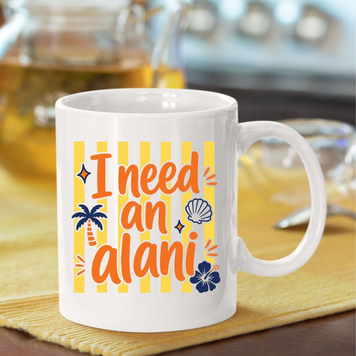 I Need An Alani Retro Summer Beach DTF Transfer Ready to Press Energy Drink UV DTF Sticker Tropical Hibiscus & Palm Tree Heat Transfer for Shirts
