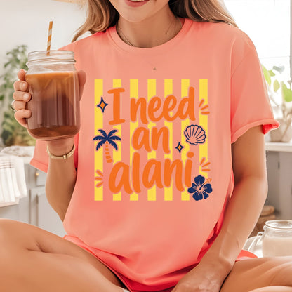 I Need An Alani Retro Summer Beach DTF Transfer Ready to Press Energy Drink UV DTF Sticker Tropical Hibiscus & Palm Tree Heat Transfer for Shirts
