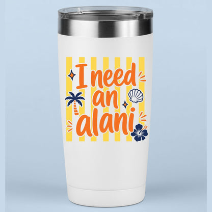 I Need An Alani Retro Summer Beach DTF Transfer Ready to Press Energy Drink UV DTF Sticker Tropical Hibiscus & Palm Tree Heat Transfer for Shirts