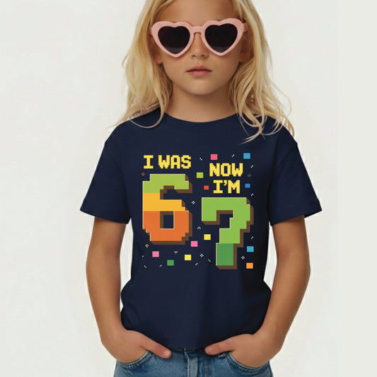 I Was 6 Now I Am 7 Shirt Gamer 7th Birthday Boy Shirt Video Game Level Up Toddler Tee Pixel Art Kids Birthday Outfit Childrens Gift