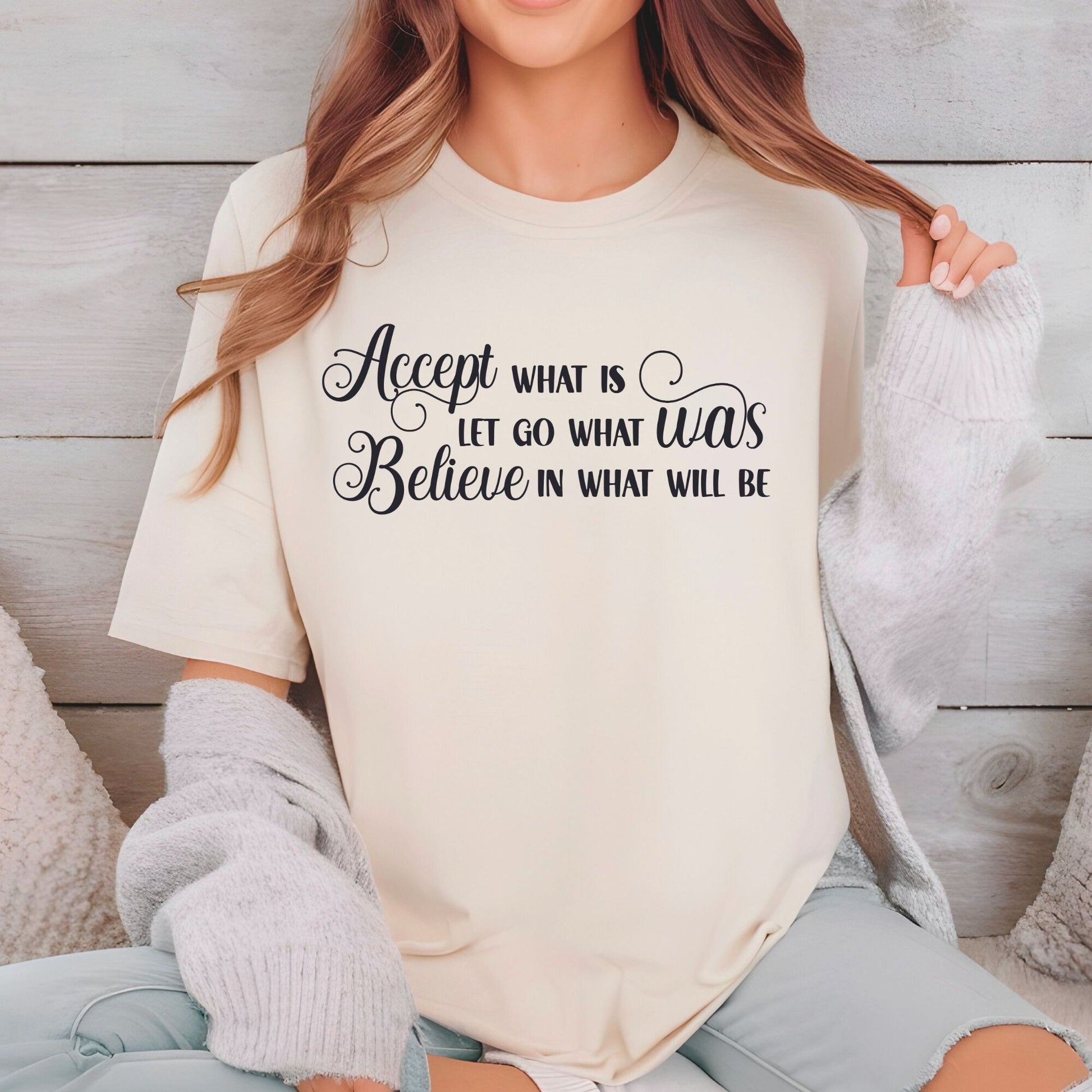 Inspirational Quote DTF Transfer Ready to Press Accept What Is Let Go What Was Believe In What Will Be Spiritual Gift UV Sticker Prints