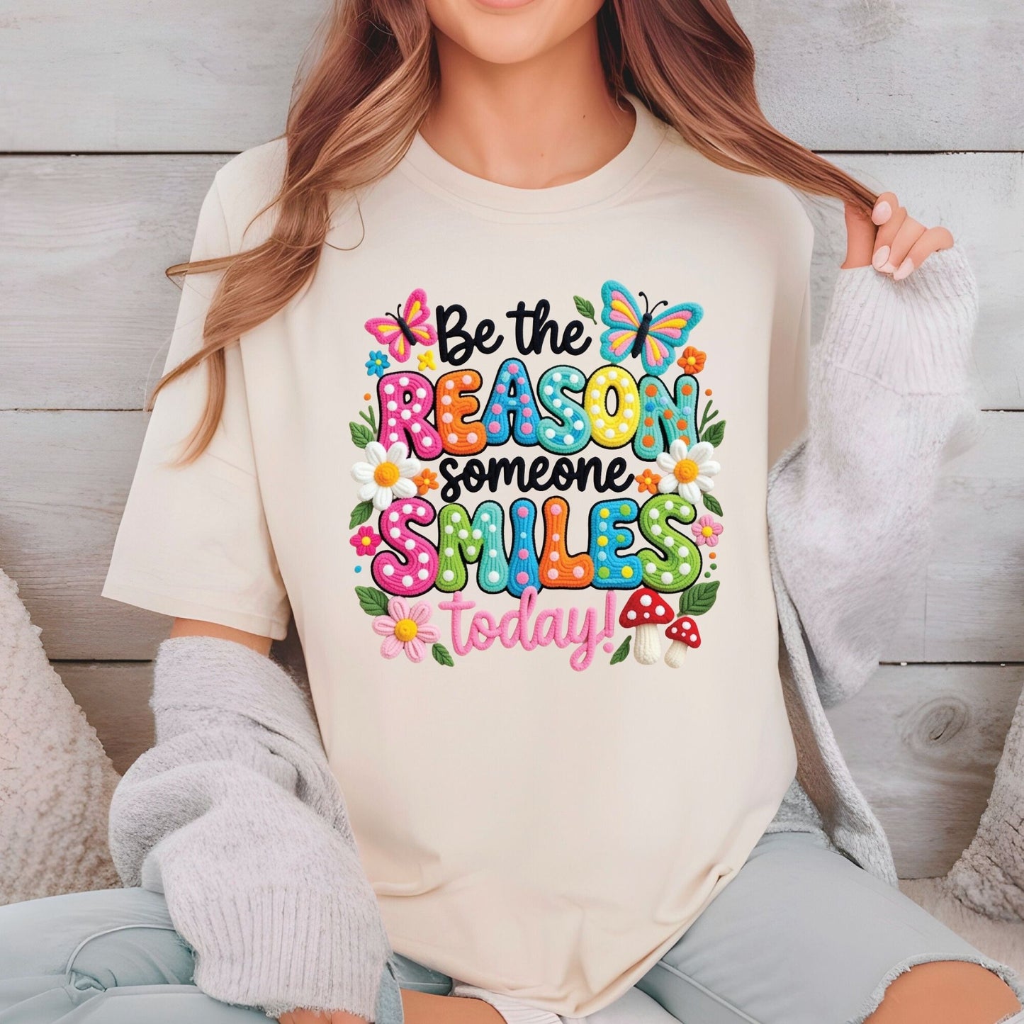 Inspirational Quote DTF Transfer Ready to Press Be The Reason Someone Smiles Today Colorful Butterfly Daisy UV Sticker Prints