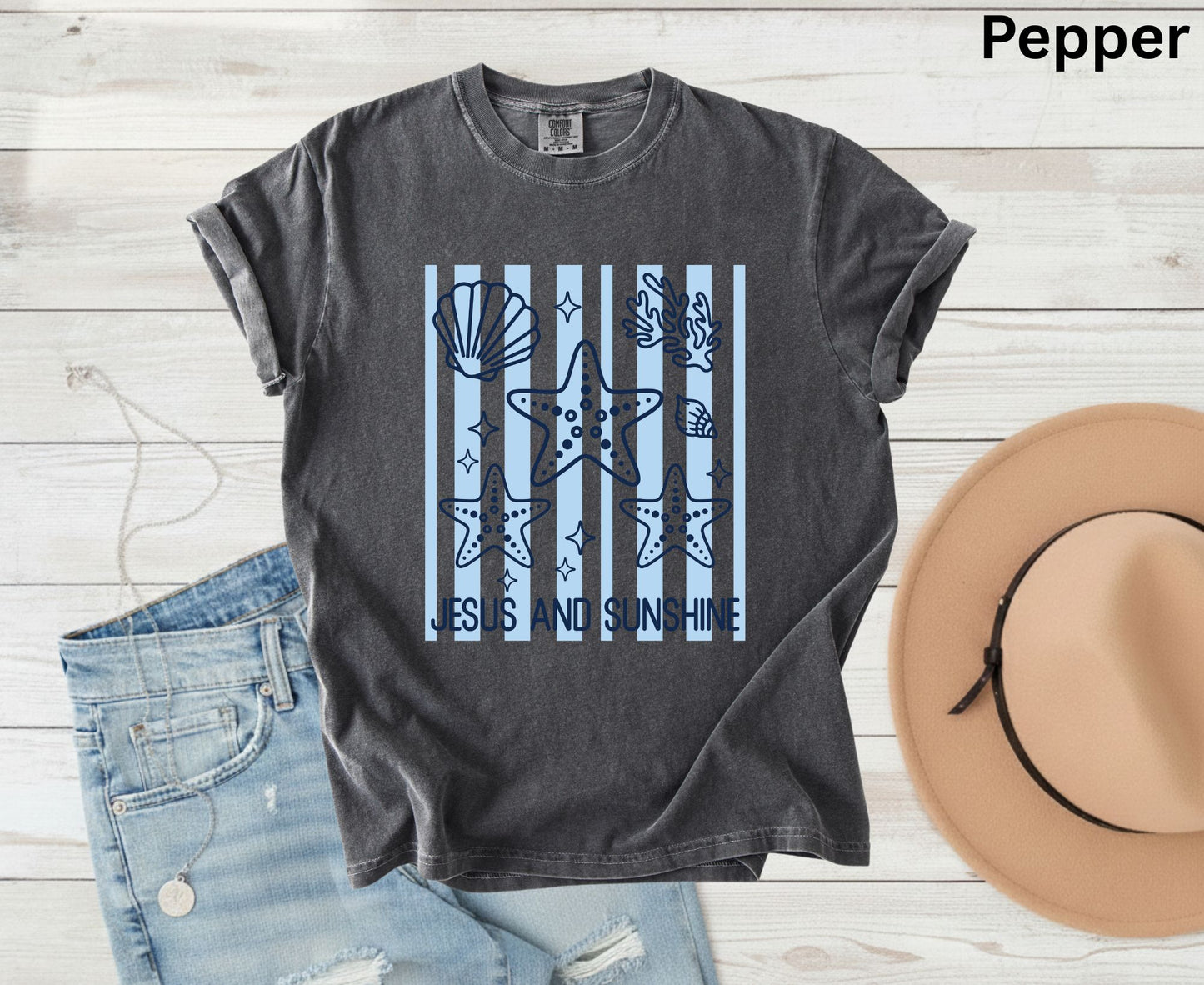 Jesus And Sunshine T Shirt Christian Beach Tee Starfish Shell Faith Shirt Adult Youth Toddler Baby Summer Vacation Gift Ocean Theme Shirt