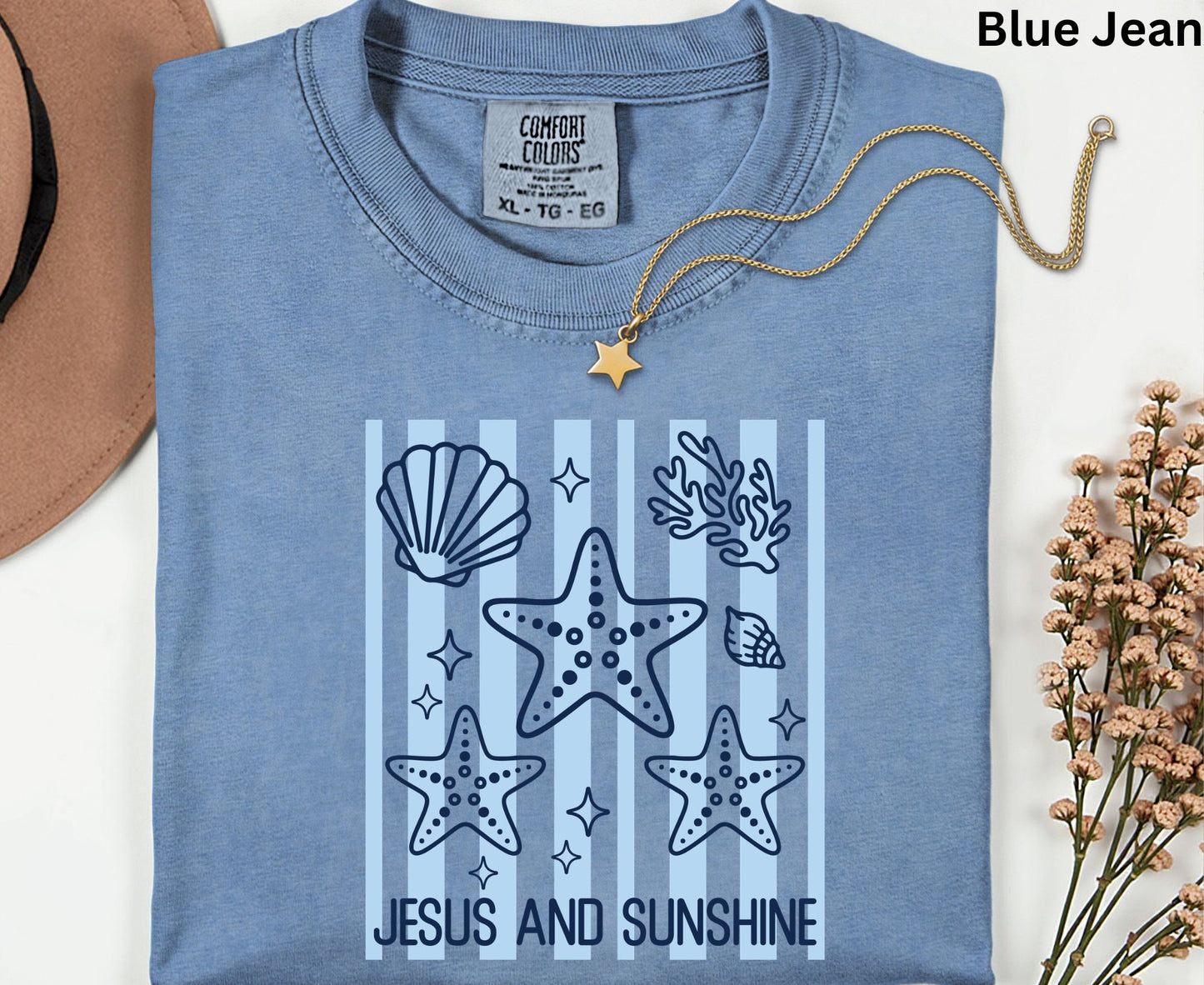 Jesus And Sunshine T Shirt Christian Beach Tee Starfish Shell Faith Shirt Adult Youth Toddler Baby Summer Vacation Gift Ocean Theme Shirt