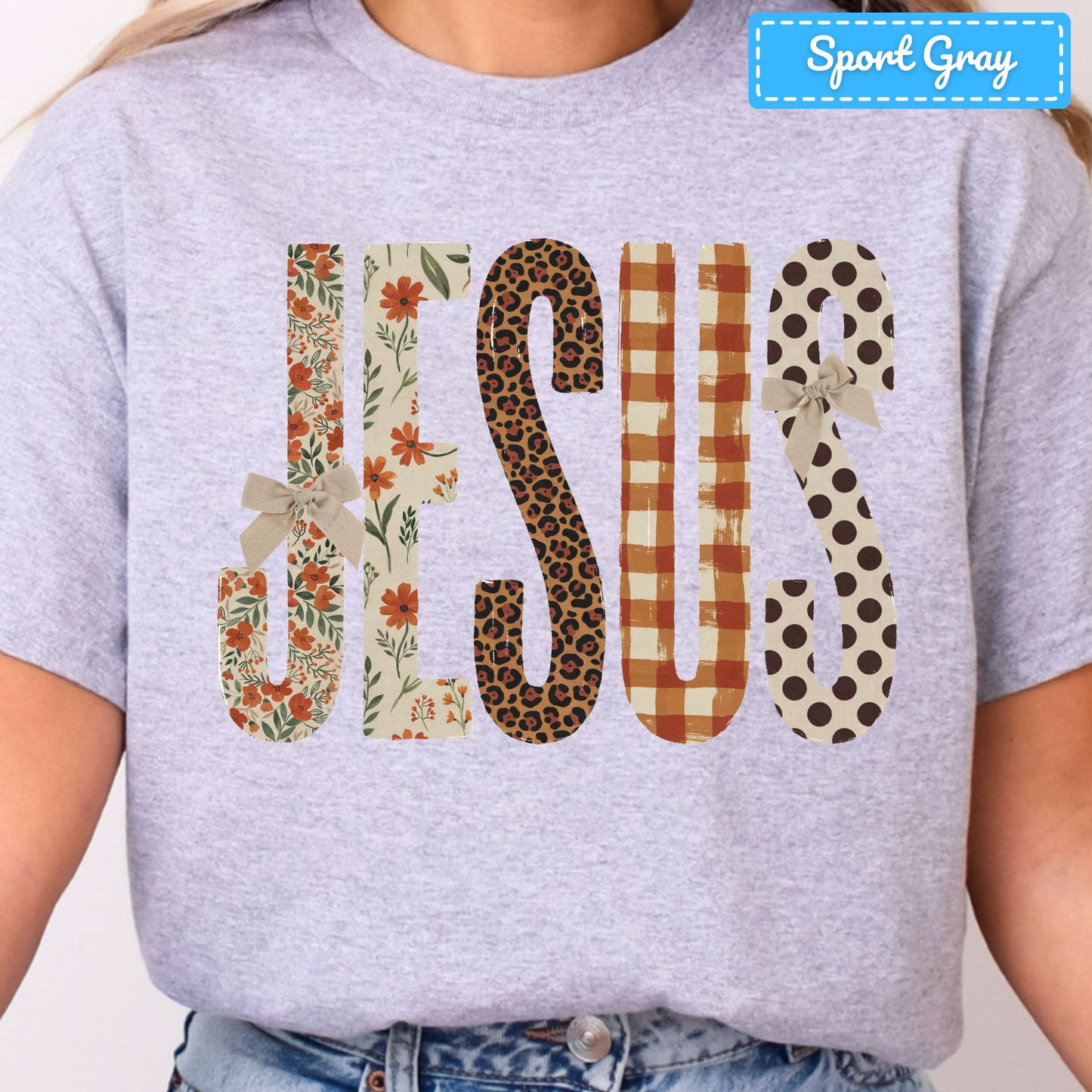 Jesus Christian T-Shirt, Autumn Floral Leopard Plaid Bow Sweatshirt