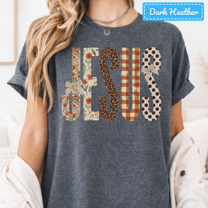 Jesus Christian T-Shirt, Autumn Floral Leopard Plaid Bow Sweatshirt