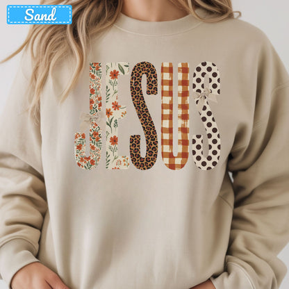 Jesus Christian T-Shirt, Autumn Floral Leopard Plaid Bow Sweatshirt