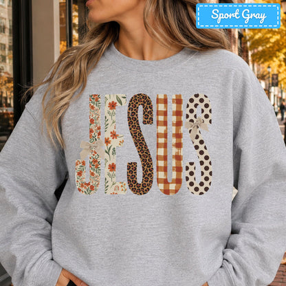 Jesus Christian T-Shirt, Autumn Floral Leopard Plaid Bow Sweatshirt